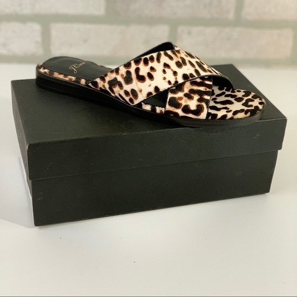 J. Crew NEW Leopard Calf Hair Cross Strap Sandals - Picture 3 of 8